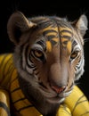 Very realistic children\'s doll simulating a tiger