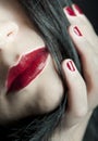 Very red Lips and nails