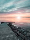 Very reflective sunset over lake in Sweden