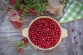 Ripe cranberries, fruit drink, jam Royalty Free Stock Photo