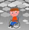 Very sad boy in wheelchair vector Royalty Free Stock Photo