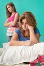 Very sad mother and her rebellious teenage daughter Royalty Free Stock Photo