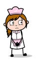 Very Scared - Retro Cartoon Waitress Female Chef Vector Illustration