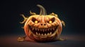 Very scary 3d Halloween pumpkins. Pumpkins 3d character. Holiday Halloween banner with pumpkin.