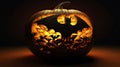 Very scary 3d Halloween pumpkins. Pumpkins 3d character. Holiday Halloween banner with pumpkin.