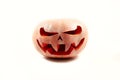 Very scary Halloween pumpkin on a white isolated background with