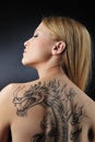 Very dragon tatoo girl Royalty Free Stock Photo