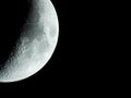 very sharp close-up of the rising crescent moon in the night sky Royalty Free Stock Photo