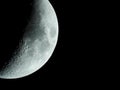 Very sharp close-up of the rising crescent moon in the night sky Royalty Free Stock Photo