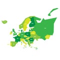 Very simplified infographical political map of Europe in green color scheme. Simple geometric vector illustration Royalty Free Stock Photo