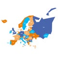 Very simplified infographical political map of Europe. Simple geometric vector illustration