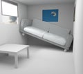 Very small modern room 3d rendering