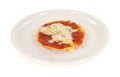 A very small pepperoni pizza on a plate Royalty Free Stock Photo