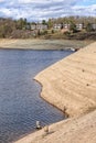 Very steep sandy banks of loosed dam