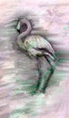 Very stylish and elegant floral background.Big pink bird - Flamingos. Modern elegant design