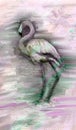 Very stylish and elegant floral background.Big pink bird - Flamingos. Modern elegant design