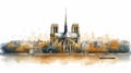 Very Stylized drawing of Notre-Dame of Paris back view