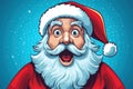 very surprised santa claus on blue background AI generated