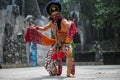 Very talented male dancer practicing traditional mask dance in Yogyakarta on 17 July 2022