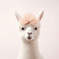 Minimalist Photography: White Alpaca In Front Of Pink Background