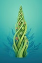 A very tall green plant with lots of flowers. Generative AI image.