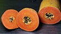 Very tempting pieces of papaya on the table Royalty Free Stock Photo