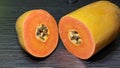 Very tempting pieces of papaya on the table Royalty Free Stock Photo