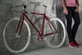 This is very trendy, red fixie bike