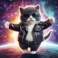 Fat cat dancing in space Royalty Free Stock Photo