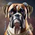 The Luxury Boxer Dog dressed Up with Jewels