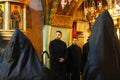 Very unusual black monks ritual in The Church of the Holy Sepulchre