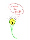 Distressed daisy emoji, emoticon, because she`s missed the sale