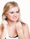 Very upset and emotional woman crying screaming Isolated Royalty Free Stock Photo