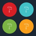 Very Useful Roller Brush Paint Line Icon On Four Color Round Options