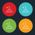 Very Useful Sailboat & Sun Line Icon On Four Color Round Options