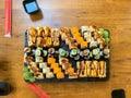 A very varied sushi platter