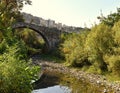 Very well preserved antic stone bridge from roman empire, above the river Nahr Ibrahim now inhabited by morons