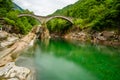 Verzasca River at Lavertezzo - clear and turquoise water stream and rocks in Ticino - Valle Verzasca - Valley in Tessin, Royalty Free Stock Photo