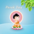 Little buddha in happy vesak day. cute greeting card Royalty Free Stock Photo