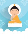 Vesak day.Buddha Enlighten on the lotus Vector