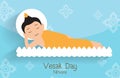 Vesak day.Buddha nirvana on the lotus Vector