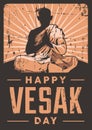 Vesak Day Buddhist Signage Poster Retro Rustic
