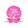 Vesak Day card of pink lotus flower and candle