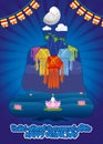 Happy Vesak Day Buddha Purnima creative template Background Vector