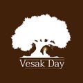 Vesak day with Nightly scenery Buddha Meditation under bodhi tree on brown background vector design Royalty Free Stock Photo