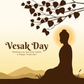 Vesak day with scenery The Lord Buddha Meditation under bodhi tree vector design Royalty Free Stock Photo