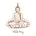 Vesak day traditional budha sketch card design