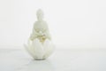 Vesak, Wesak, Buddha birthday. Buddha statue with lotus on white background. Spa ritual. Mental health and meditation.