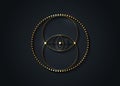 Vesica piscis gold Sacred geometry sign. All Seeing eye, the third eye or The Eye of Providence inside dotted circles logo