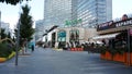 `Vesna` store and outdoor cafes on Novy Arbat street in Moscow